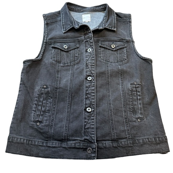 Leith Stretchy Jean Vest w/ Great Stretch, Washed Black (L) - Picture 5 of 9